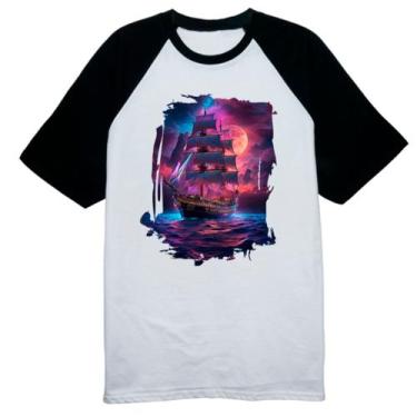 Imagem de Camiseta Raglan Navio pirata noite purpura - Alearts, G