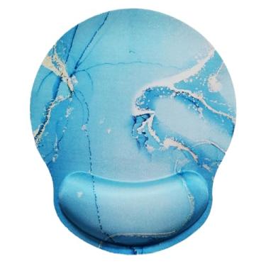 Imagem de Mouse pad com suporte de pulso, mouse pad ergonômico com almofada de descanso de pulso de espuma de memória, base de borracha antiderrapante mouse pad para jogos em casa, escritório, computador, laptop, mármore verde