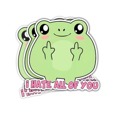 Imagem de (3 peças) Adesivo I Hate All of You, adesivo Frog I Hate All of You, adesivo de meme de sapo fofo, adesivo de sapo engraçado cortado à prova d'água adesivo de vinil para laptop garrafa de água janela