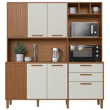 Imagem de Armário de Cozinha Grecia 7 Portas 2 Gavetas Indekes Cor Freijó Off White