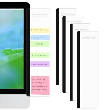 Imagem de Quadro de lembretes do monitor - monitor de computador multifuncional quadro de notas monitor transparente painel lateral criativo quadro de notas de mesa fácil de usar adequado para escritório em casa desktop esquerda e direita (4 peças)