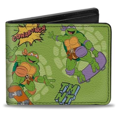 Imagem de Buckle-Down Nickelodeon Carteira, dobrável, Tartarugas Ninja, Cowabunga, verde para skate, couro vegano