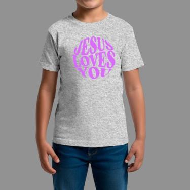 Imagem de Camisetas Infatil Básica Moda Cristã Manga Curta Gola Redonda Jesus Lo