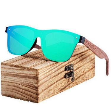 Imagem de Óculos de Sol Polarizado Quadrado De Madeira da Noz Preta Proteção UV4