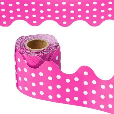 Imagem de PATIKIL Borda de quadro de avisos de pontos, pôster de 80 metros, quadro-negro, decoração de cortiça, bordas recortadas, decoração de parede para sala de aula e escritório, rosa vermelha