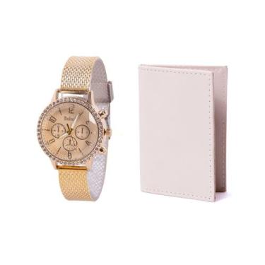 Imagem de Carteira feminina slim porta cartão documentos off white relógio ponte