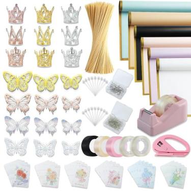 Imagem de Kit de Papel de Embrulho Floral XEUZK - 120 Folhas Impermeáveis