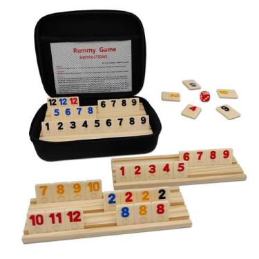 Imagem de Jogo Rummy Cube uvcany - 106 Peças com 4 Prateleiras de Madeira (8+)