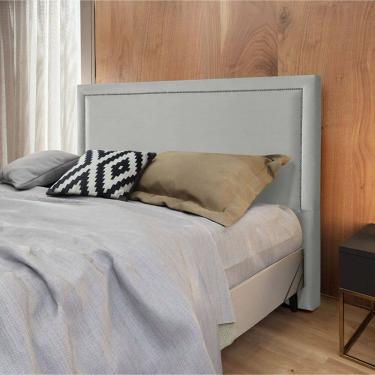 Imagem de Cabeceira Cama Box Queen 1,60m Estofada Aruba Veludo Cinza Claro