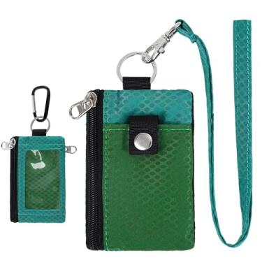 Imagem de MASAPHlL Carteira pequena de cordão para mulheres/homens com carteira de cartão de identificação com bloqueio de RFID, bolsa minimalista de nylon com zíper, carteira de pescoço de viagem com chaveiro