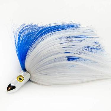 Imagem de Cabeça cromada. Isca de pesca Troll Over Ballyhoo. Pegue qualquer peixe pelágico predador no oceano, incluindo golfinho, atum e Wahoo! (Azul/branco)