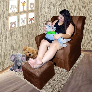 Imagem de Poltrona Amamentação Descanso Fixa C/ Puff Stella TerraCota