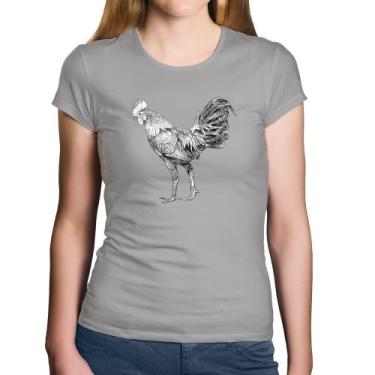 Imagem de Baby Look Algodão Galo Desenho - Foca na Moda, Cinza, GG