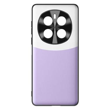 Imagem de LYJSMGZ Capa fina para Honor Magic 7 Pro/7, tendência de bloqueio de cor, proteção de lente de metal, antiqueda, coldres de telefone de couro vegano líquido, roxo, 7