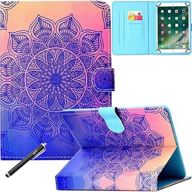 Imagem de Capa universal para tablet de 7,9 a 8,5 polegadas, capa fólio de couro PU NewShine para iPad Mini 1/2/3/4, Galaxy Tab 3/4/Note 8.0, Amazon Kindle Fire HD/HDX 8.0 e outros modelos de 8 polegadas - Flor