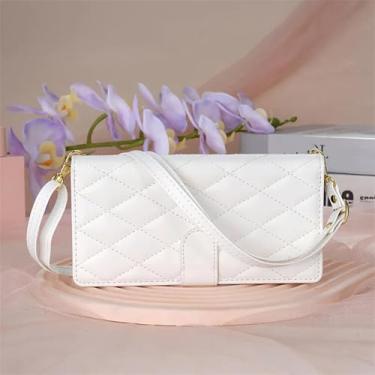 Imagem de HJZSZX Para Samsung S24 Plus Crossbody Couro Zip Wallet Phone Case Cordão Capa (Para Samsung S24 Plus/Branco)