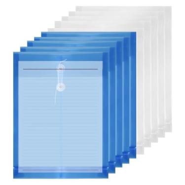 Imagem de 10 pastas de arquivo de plástico, envelopes de documentos à prova d'água de 33 x 25 cm com fecho de cordão para escola, escritório e casa