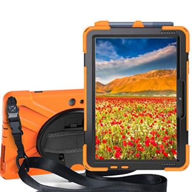 Imagem de Sfulatdc Capa para tablet com alça rotativa 360 e suporte, capa protetora resistente, compatível com Microsoft Surface Go 4/3/2/1 laranja