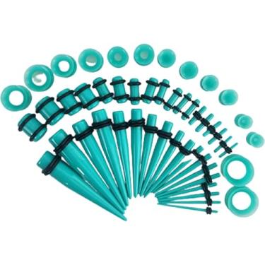Imagem de Kit de 50 peças de alongamento de orelha 14G-00G, alargadores cônicos de acrílico e túneis de silicone, conjunto de expansores de orelha, joias para mulheres e homens, presentes de aniversário de