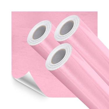 Imagem de Kit 3 Papel de Parede Adesivo Lavavel Laca Alto Brilho Rosa Unico 15M 