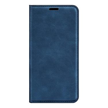 Imagem de XZDWH Capa carteira de couro PU para Oppo Realme 14 Pro 5G, design clássico com compartimento para cartão e fecho magnético dobrável (azul)