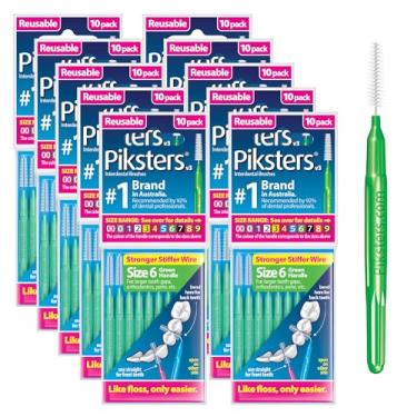 Imagem de Piksters Escovas interdentais, tamanho 6, 10 unidades – pacote com 10, escova de dente interdental para lacunas maiores, cerdas macias de gengiva para remoção de placa, segura para aparelhos (pacote