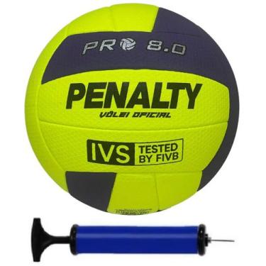 Imagem de Bola Vôlei Penalty 8.0 Pro Ix + Bomba, Amarelo, Roxo