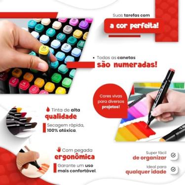 Imagem de Kit 48 Canetinhas Coloridas Touch 48 Cores Com Ponta Dupla e Estojo Canetas Marcadores Coloridos Para Desenho Colorir Livros Ilustrar Pintura Escola Escolar (48)