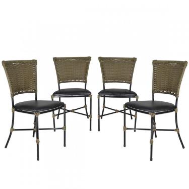 Imagem de Jogo Com 4 Cadeiras Gramado Fibra Sintética Pequi Com Preto