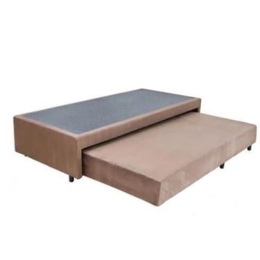 Imagem de Cama Box Casal Suede Bege Com Colchão Auxiliar De Espuma D28 + colchão mola 20cm