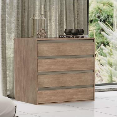 Imagem de Cômoda para Quarto em mdf 4 Gavetas com Puxador Embutido