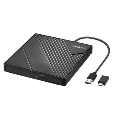 Imagem de Unidade de dvd externa Amicool USB 3.0 USB C Gravador de cd preto