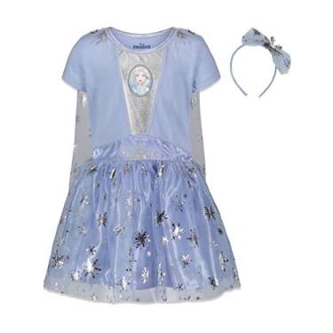 Imagem de Disney Frozen Elsa Anna Toddler Girls Fantasia Vestido Vestido e Faixa de Cabeça Conjunto 5T