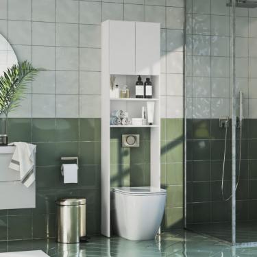 Imagem de Armário de Banheiro para Vaso Sanitário com 2 Portas e 2 Nichos 2308 Branco