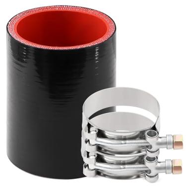Imagem de ID 51 mm (51 mm) Acoplador de desempenho de mangueira de silicone reto reforçado com 4 camadas de alta temperatura com 2 braçadeiras de parafuso T Conexão de tubo turbo de alto nível adequado