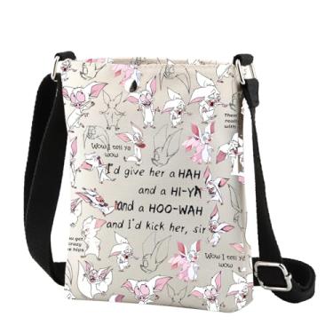 Imagem de CMNIM Bolsa tiracolo com desenho animado Pinky, presente de programa de TV para amantes de animação, fãs de cérebro de rato, personagens de desenhos animados, bolsa transversal, 25412 Cartoon Rat C