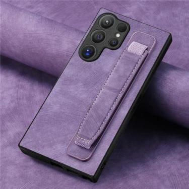 Imagem de HJZSZX Para Samsung M14 Pulseira de Couro Capa de Telefone Flip Satnd Capa Bolsa (Para Samsung M14/ROXO)