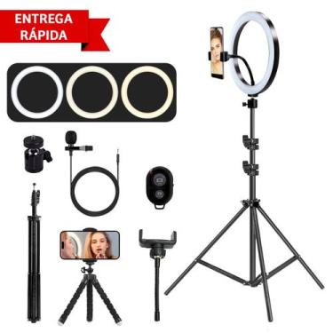 Imagem de Kit Youtuber Iluminador Completo Aro 10 Polegadas com Tripe 2,10m Ring