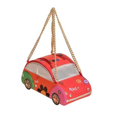 Imagem de Fiocias Bolsa de bolsa de estilo de carro para feminino bolsa para cosméticos de rua, Carro Vermelho
