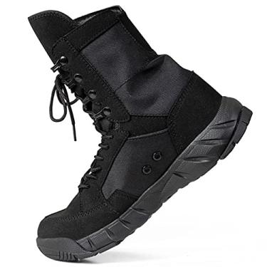 Imagem de Botas de combate masculinas, botas militares táticas do deserto, exército segurança na selva, podem ser usadas para caminhadas, sapatos, sapatos táticos, botas serviço(Black velvet,39 EU)