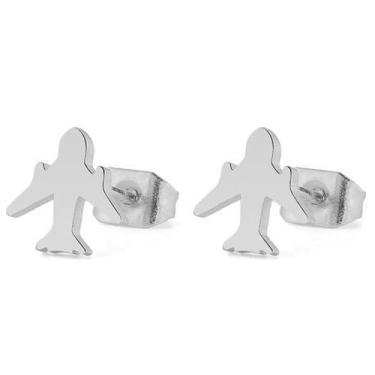 Imagem de Brincos pequenos de cartilagem de avião de aço inoxidável para mulheres e homens, minimalistas, fofos, aeronaves, mini piercing de tragus, avião delicado, viagem pelo mundo, aeromoça, pilotos