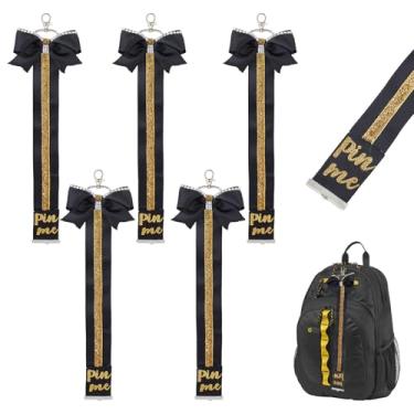 Imagem de NICENEEDED 5 peças de tiras de alfinete de torcida, chaveiro de laço de líder de torcida, chaveiro de fita de torcida com suporte de pino de laço de strass