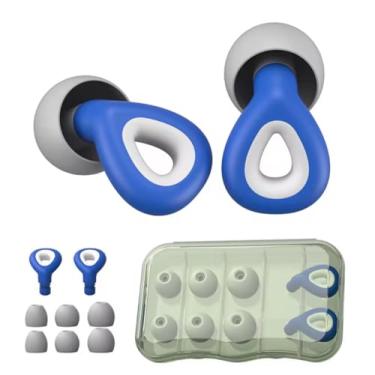 Imagem de Tampões de Ouvido de Silicone Reutilizáveis - Protetor Auricular Com 3 Pontas para Dormir/Estudar (Azul, Tamanho único)