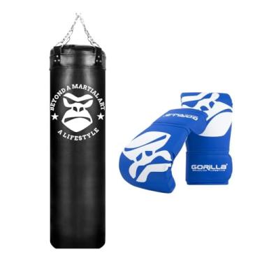 Imagem de Kit Presente Dia Dos Namorados boxe - Saco de Pancada Profissional 120 cm + Luva bate Saco PRO Gorilla Boxe Muay Thai (Azul)