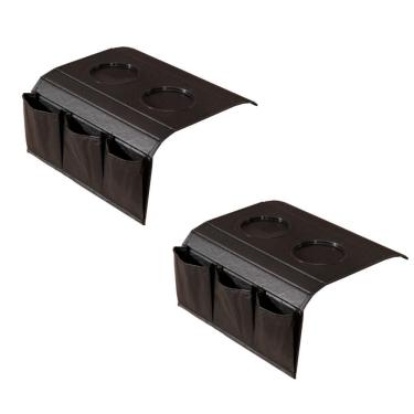 Imagem de Kit 2 Bandejas Esteira Para Braço De Sofá De Couro Preto