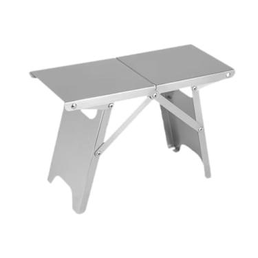 Imagem de UGPLM Banco de exterior leve de aço inoxidável dobrável mesa de acampamento compacta para quintais