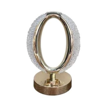 Imagem de Luminária de Mesa Candeiro Dumbbell Touch de Quarto Luxuosa 3 Tons de Led (OVAL DOURADO)