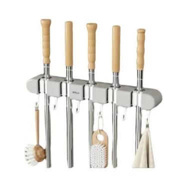 Imagem de Suporte Autoadesivo Para Esfregão De Vassoura Montado Na Parede Com Ga