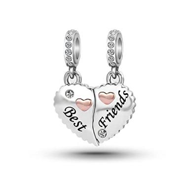 Imagem de MiiFort Pingentes de coração combinando com pingente de amor, pulseiras Pandora, presentes para filha, mãe, filho, melhores amigas, babá, neta, zircônia cristalina, One Size, Cobre, Sem Pedra Preciosa