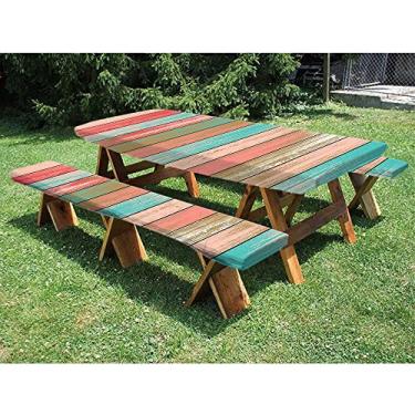 Imagem de Capa de toalha de mesa de piquenique e banco de madeira, estampa de textura de prancha de madeira, para Natal, festas, piqueniques, 76 x 182 cm